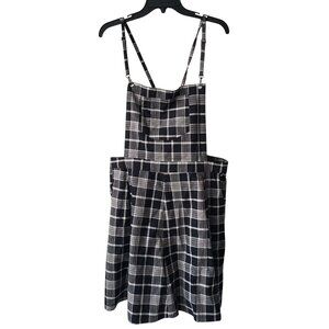 Dangerfield Black White Plaid Tartan Check Pinafore Dress Dark Academia Preppy